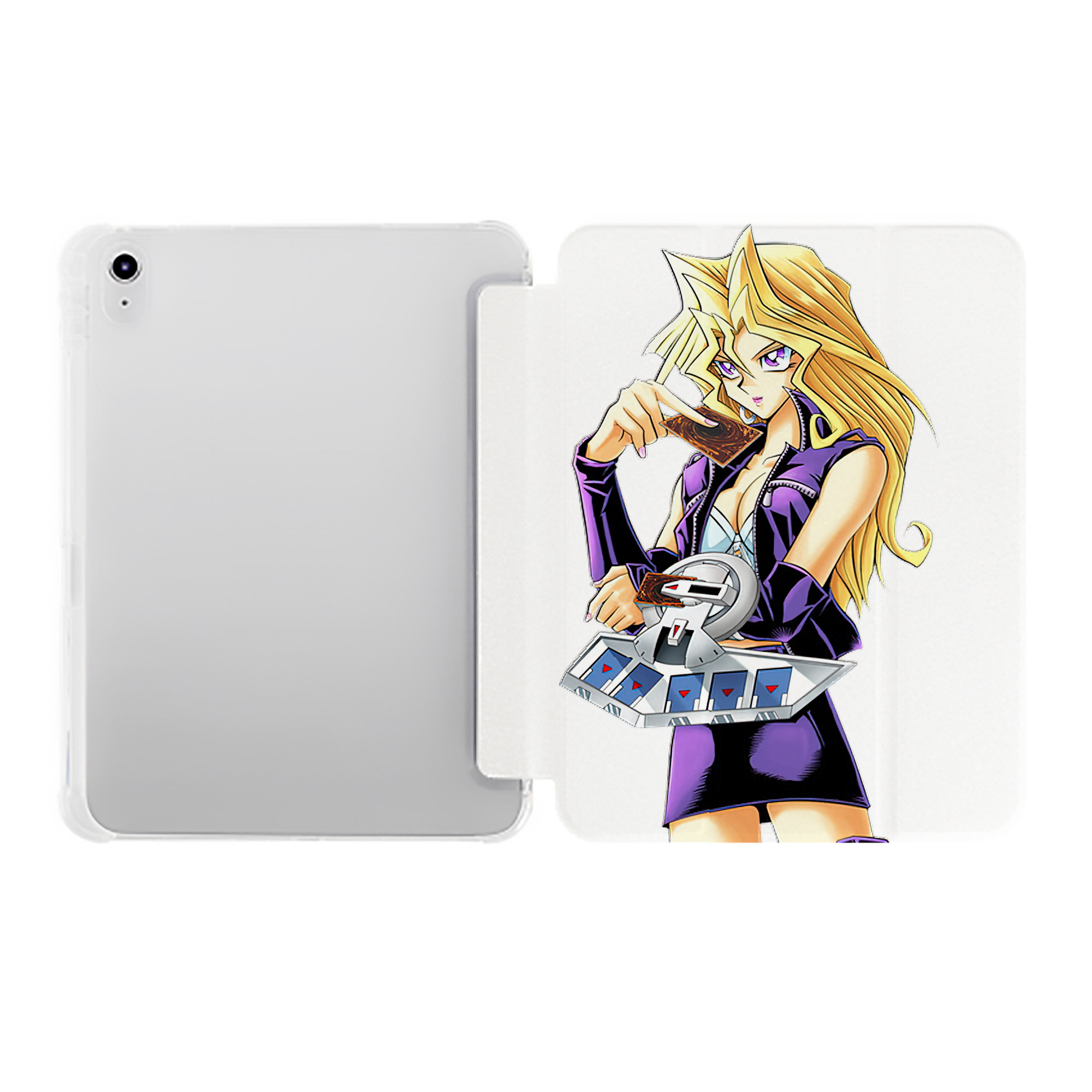 （画像用） 遊☆戯☆王 Yu-Gi-Oh! IPad ケース ペン収納付き 三つ折りスタンド PUレザー×シリコン 対応機種9.5/10.5/10.9インチ